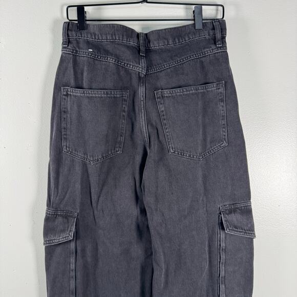 & Other Stories Womens Relaxed Wide Leg Cargo Jeans Black Wash High Rise Sz 6 - Picture 5 of 9